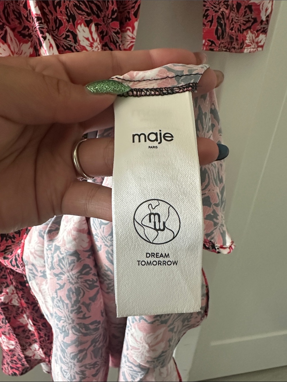 Maje Pink Floral Midi Dress - Picture 5 of 8